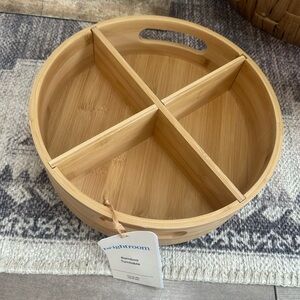 New Brightroom Bamboo 4 Compartment Lazy Susan Turntable with Dividers